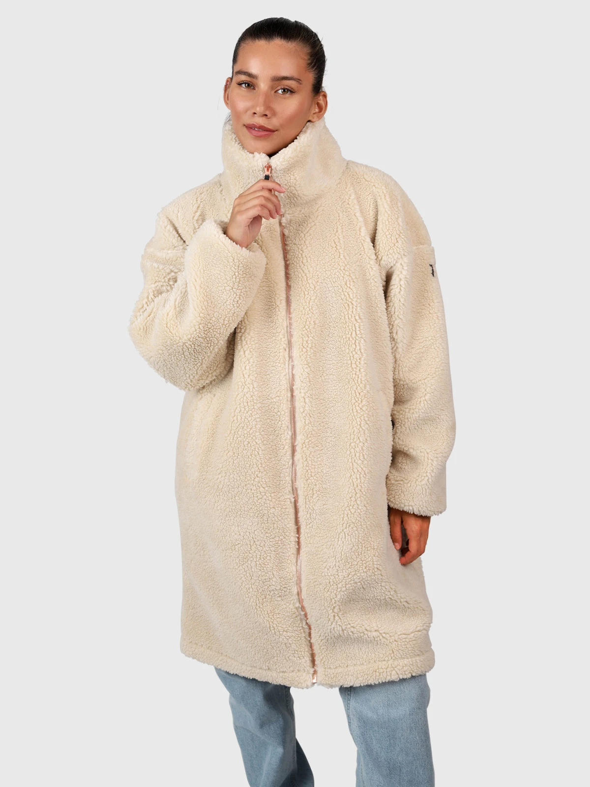 Brunotti Cervinia Women Long Oversized Teddy Fleece Jacket | Canvas - Image 2