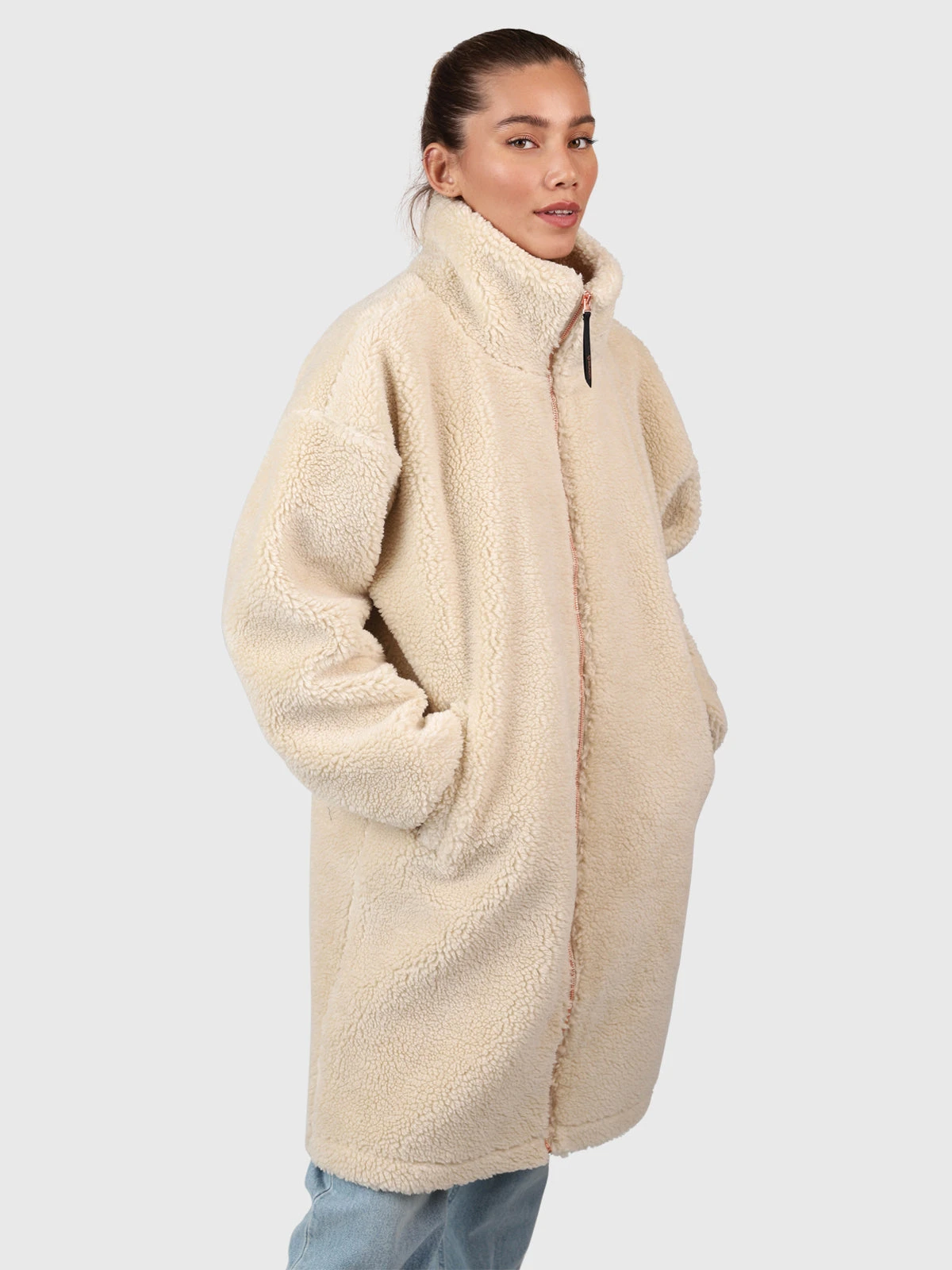 Brunotti Cervinia Women Long Oversized Teddy Fleece Jacket | Canvas - Image 3