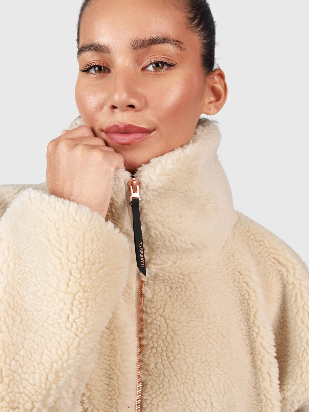 Brunotti Cervinia Women Long Oversized Teddy Fleece Jacket | Canvas - Image 6