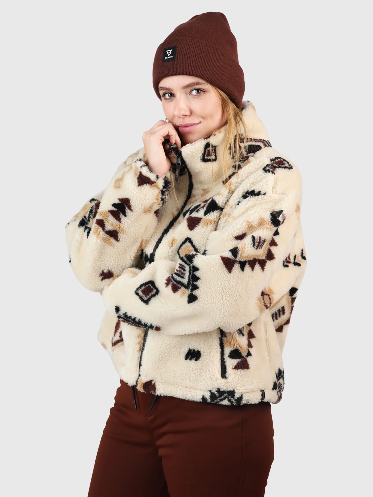 Brunotti Nevea-Nordic Women Teddy Fleece Jacket | Canvas - Image 4