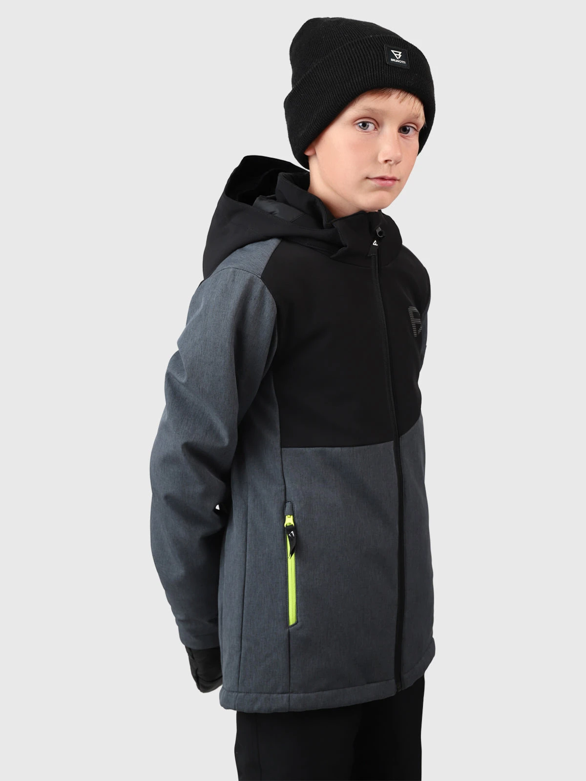 Brunotti Twinstroky Boys Softshell Snow Jacket | Dark Grey Melee - Image 3