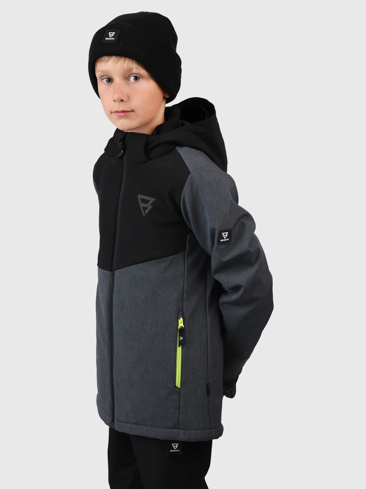 Brunotti Twinstroky Boys Softshell Snow Jacket | Dark Grey Melee - Image 4