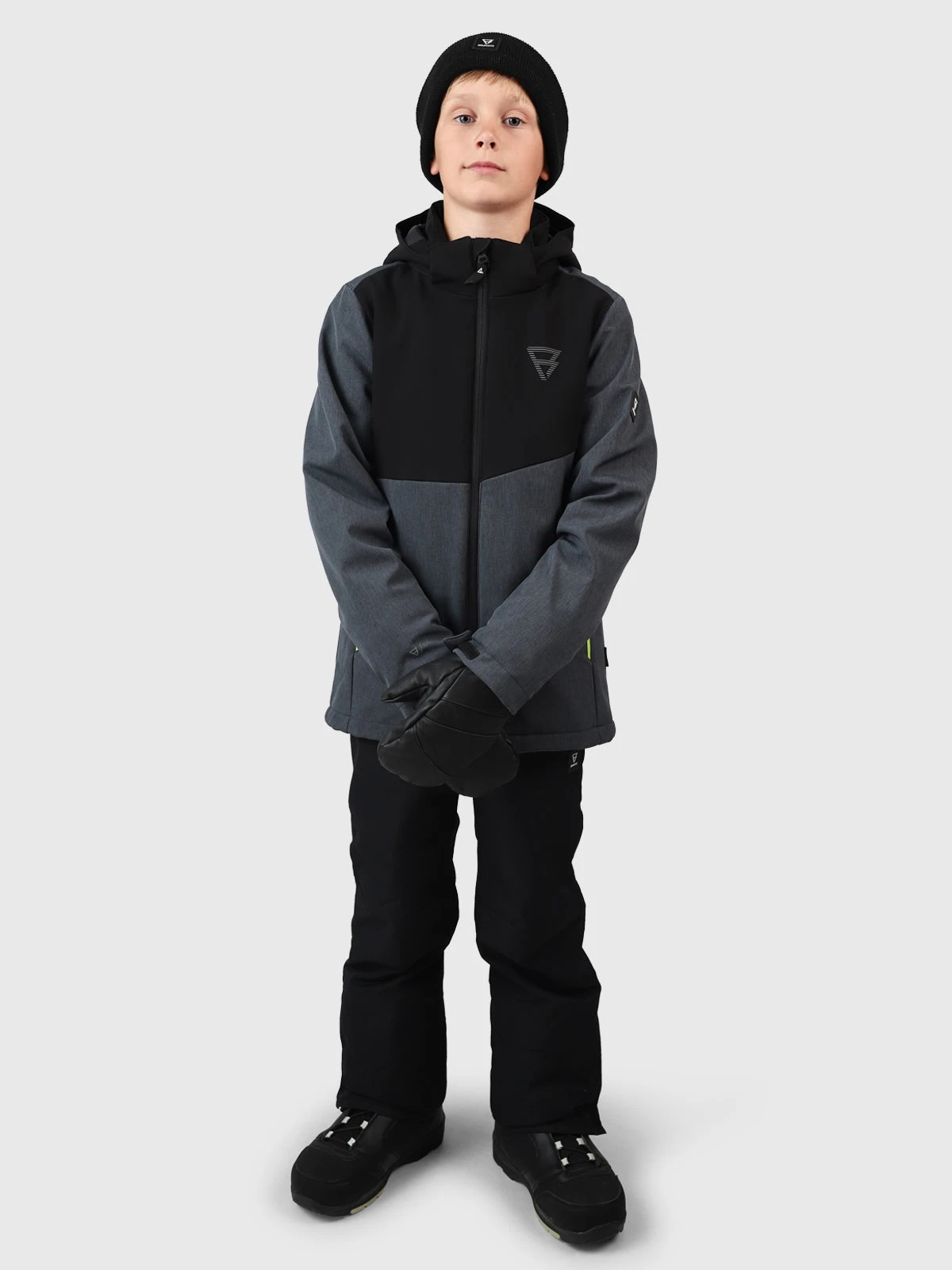Brunotti Twinstroky Boys Softshell Snow Jacket | Dark Grey Melee - Image 5