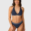 Brunotti Bell-Rib Women Bikini Halter Top | Indigo Blue